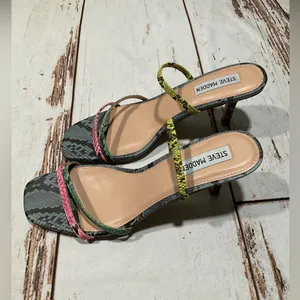 Nwot Steve Madden Loft‎ Slide Sandals Multi Snake Print thumbnail 2