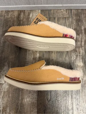 Sanuk Women’s Tan Canvas Shearling-Lined Slip-On Mule Size 5 thumbnail 10