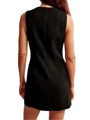 Abercrombie - Mara Tweed Vest Mini Dress Black Gold Buttons Sz Large Tall thumbnail 3
