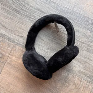 UGG Australia Black Shearling Earmuffs with Leather Trim and Audio Port thumbnail 2
