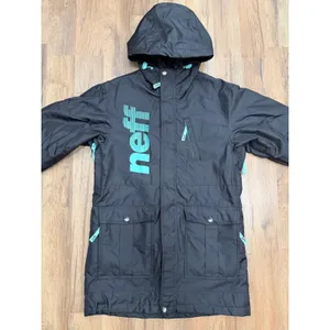 Neff Outerwear Snowboard Ski Jacket Large Black Blue Hooded Unisex Y2K thumbnail 5