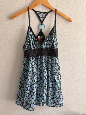 Free People Y2K Floral Boho Babydoll Cotton Racerback Tank Top Size S thumbnail 5