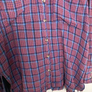 New Free People Oversized Bohemian Grunge Cardiff Plaid Swing Top Shirt Small thumbnail 4
