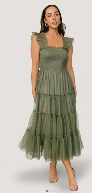 Emma Smocked Tulle Dress Baltic Born - Sage XL thumbnail 1