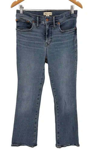 Madewell Mid-Rise Kick Out Jeans Womens 28 Blue Crop Flare Bootcut Denim thumbnail 1