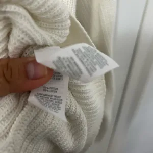 Aerie Cream waffle Knit Cardigan with Button Detail 100% cotton medium thumbnail 3