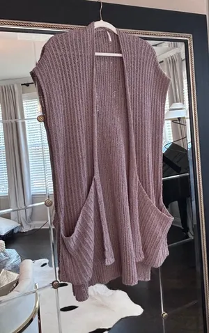 Free People Mauve Long Knit Cardigan thumbnail 1