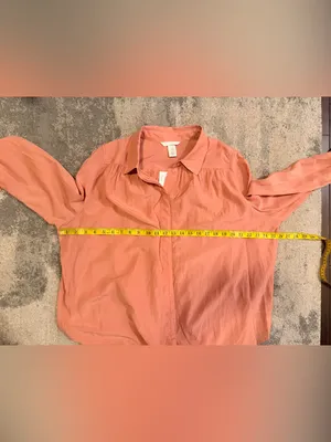 H&M Coral Button-Front Loose Fit Dress Shirt thumbnail 5