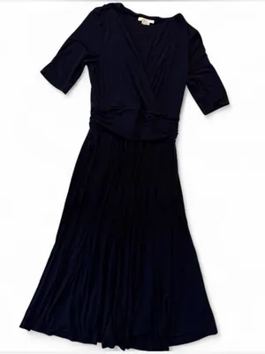 Navy Wrap-Style Women’s Dress - Classic V-Neck Maxi thumbnail 1