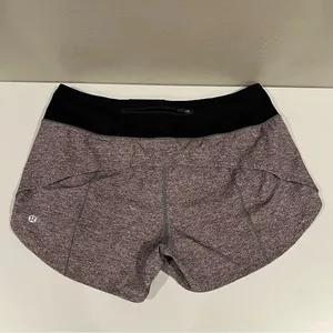 Lululemon Speed Up Short Long 4" Heather Gray Black Women's Athletic Shorts 8 thumbnail 4