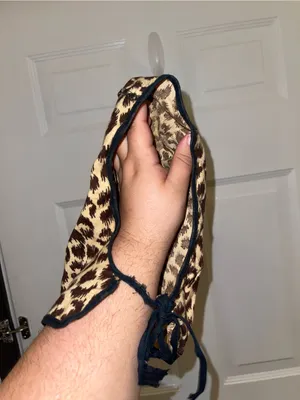 Leopard Print Fuzzy Balaclava/Bathing Hat - Brown & Cream thumbnail 2