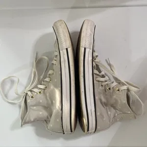 Converse All Star high top beige polka dot sneakers size 6 thumbnail 6