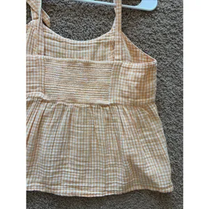 Old Navy Orange Gingham Check Cottage‎ Festival Babydoll Tank Top Shirt Small thumbnail 7