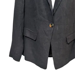 Wonderly Relaxed Blazer True Black Linen Blend Single Button Jacket Womens Small thumbnail 5