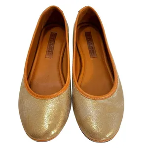 Trask Piper Gold Metallic Brush Off Natural Vachetta Leather Flats thumbnail 10