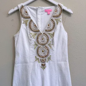 Lilly Pulitzer Gabby Shift Dress Womens 0 Resort White Seersucker‎ Bridal Preppy thumbnail 3