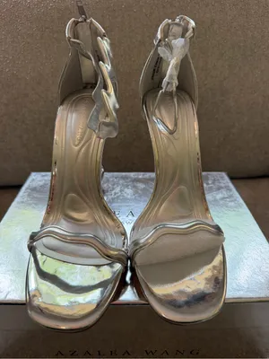 Azalea Wang Wiggly Silver Abstract Sculptural High Heels Size 7 thumbnail 9