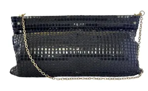 Vintage Lumured Navy Blue Luma Mesh Crossbody Clutch Frame Handbag Evening Bag thumbnail 1