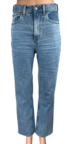 Abercrombie & Fitch Blue Ankle Straight Ultra High Rise Denim Jeans Pants Sz 26 thumbnail 1