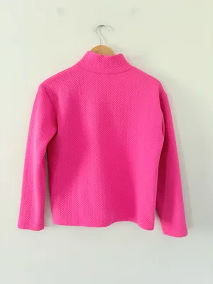 J. Crew Factory Herringbone mockneck sweatshirt snap in soft fuchsia pink Size M thumbnail 8