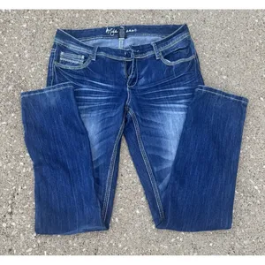 Ariya Women's Dark Wash‎ Distressed Emroidered Straight Leg SZ 9/10 Western thumbnail 12