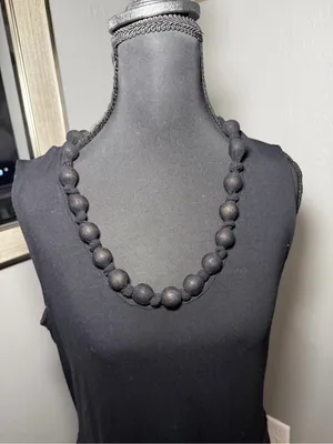 Josephine Chaus Beaded Neckline Black Minimalist Maxi Dress XL. thumbnail 3