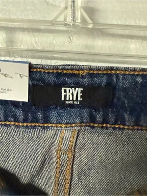 Frye Barrel Jeans Women Medium Wash 10 High Rise Curved Leg Denim Button Fly thumbnail 3