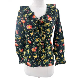 NWT Batsheva x Laura Ashley Nia Ruffled Floral-print Cotton-poplin Top‎ sz 0 thumbnail 4