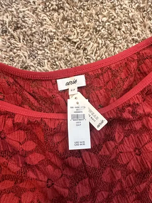 Aerie‎ Red Floral Lace Sleep Shorts thumbnail 2