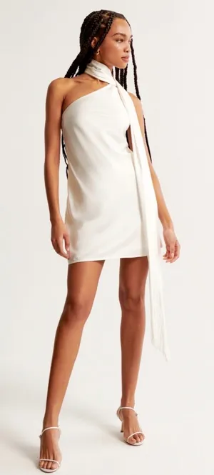 Abercrombie Scarf Slip Mini Dress White XS thumbnail 1