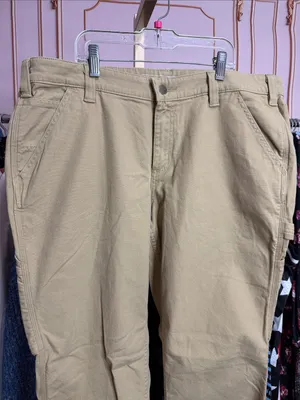 Carhartt Rugged Flex Loose Fit Canvas Work Pant Khaki Tan. Size 14S thumbnail 3