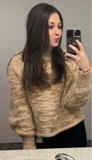 Orange turtleneck cropped sweater thumbnail 1