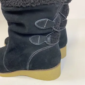 LANDS END Gray‎ Suede Sherpa Lined Boots Size 10D C1 thumbnail 2