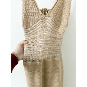Torn by Ronny Kobo Darcey Snowy Knit Crochet Dress in Lark and White Medium thumbnail 10