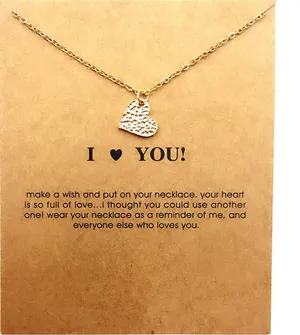 I love You Heart Pendant Charm Gold Adjustable Necklace thumbnail 1