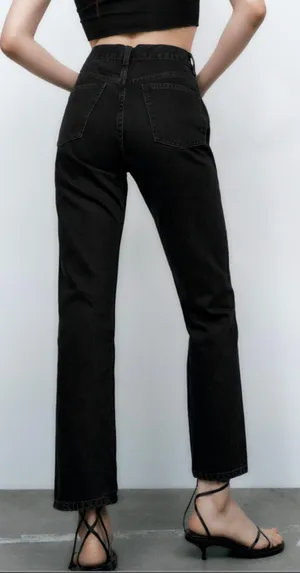 ZARA Black Straight Leg Jeans thumbnail 3