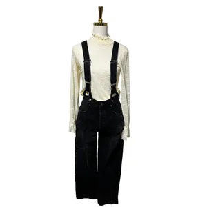 Free People We The Free Berkeley Suspender Jeans Noir 27 Black Overalls Rare thumbnail 2
