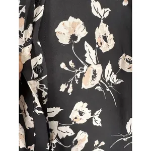 Lauren‎ Ralph Lauren Womens Small Shirt Floral Long Sleeve Ruffled Blouse Black thumbnail 8