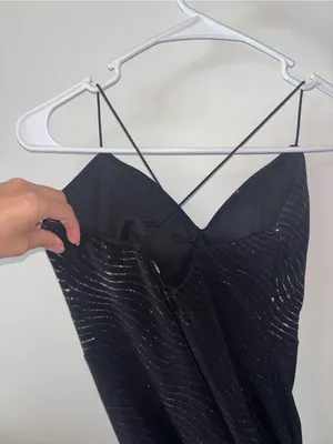 Love Tree Black Strapless Slip Dress with Subtle Sparkle thumbnail 3