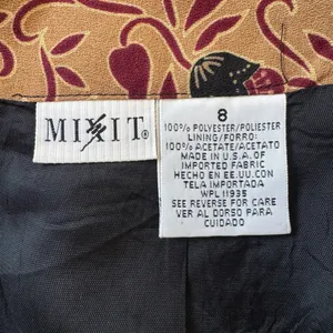 Vintage Y2K Mixit Tan, Burgundy & Black Floral Print Knee Length Wrap Skirt thumbnail 8