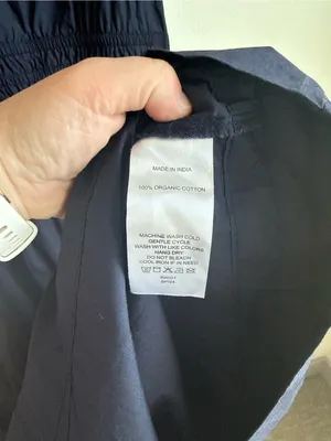 Quince 100% Organic Cotton Poplin Tiered Maxi Dress Navy Blue Size L thumbnail 11