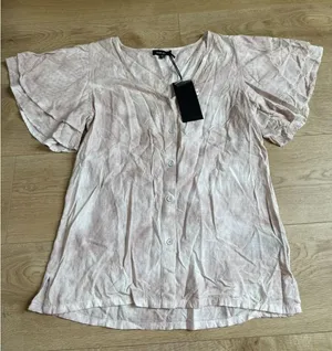 NWT Dear John flutter sleeve button up short sleeve grapefruit mella boho sz XS thumbnail 1