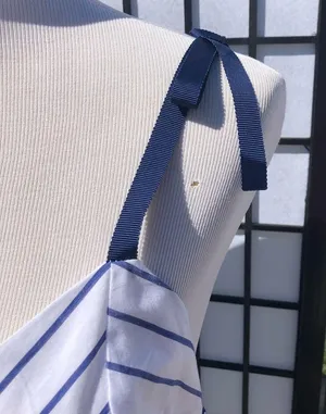 🔷Miley & Molly Blue Stripe Peplum Tank Blouse thumbnail 8
