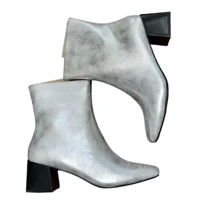 Oasis's Society Color Block Silver Black Anke Boots(Size 8.5) Silver thumbnail 4