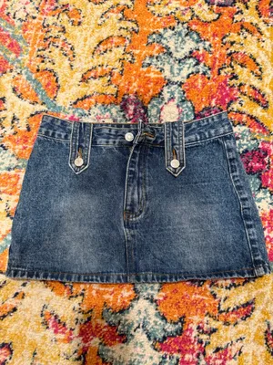 Thrifted Vintage Denim Mini Skirt thumbnail 2