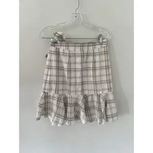 VERONICA BEARD Kaia Tan & White Check Plaid MINI Skirt w/Tie Women's Size XSmall thumbnail 5