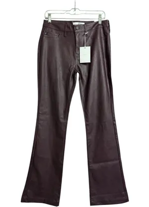 NWT KanCan Yoko Mid Rise Faux Leather Bootcut Pants Burgundy Flare Pants 9/28 thumbnail 1
