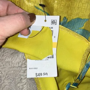 NWT Bar III Yellow Blue Graphic Bloom Metallic Shine Lined Camisole Top, Medium thumbnail 6