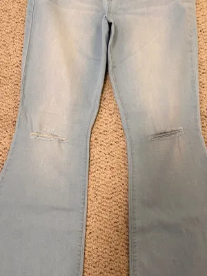 YMI Light Wash Distressed Flare Jeans‎ Womens 11 30 Y2K Frayed Hem Denim thumbnail 7