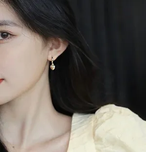 18K Gold Plated Love Heart Dangle Drop Earrings for Women thumbnail 4